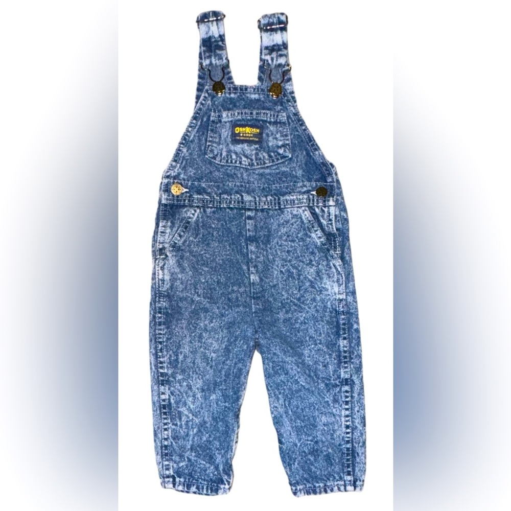 Vintage OshKosh B'gosh acid Blue Denim Overalls 2
